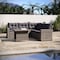 Flash Furniture Huck Wicker Rattan Conversation Set, L-Shaped Sofa w/Dining Table, Weather Resistant Cushions, Gray LTS-SET-02023-GY-GY-GG - alternate 5